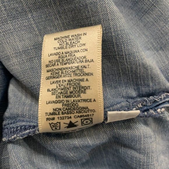 Cloth &‎ Stone Lace Up Chambray Tunic Collared Top - Picture 5 of 10